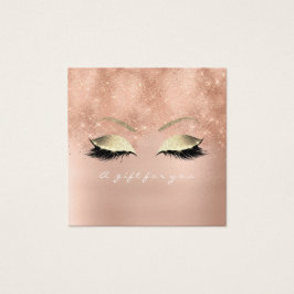 Rosa Glitter Guld Lash Makeup Fyrkantigt Visitkort