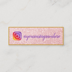 Rosa Glitter Guld Lila Social Media Mini Visitkort