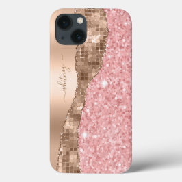 Rosa Glitter Guld Ro Marble Girly Monogram