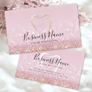 Rosa Glitter Guld Tooth Teeth Whitening Visitkort
