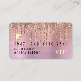 Rosa Glitter Hair Makeup Faux Kredit Card Visitkort