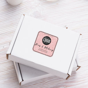 Rosa glitter Hair Makeup-Logotyp för företagsmärke Fyrkantigt Klistermärke