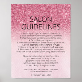 Rosa Glitter Hair Salon Covid Health Safety Poster
