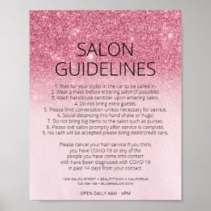 Rosa Glitter Hair Salon Covid Health Safety Poster