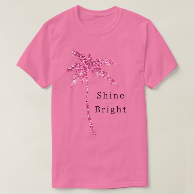 Rosa Glitter Handflatan Träd T Shirt (Design framsida)