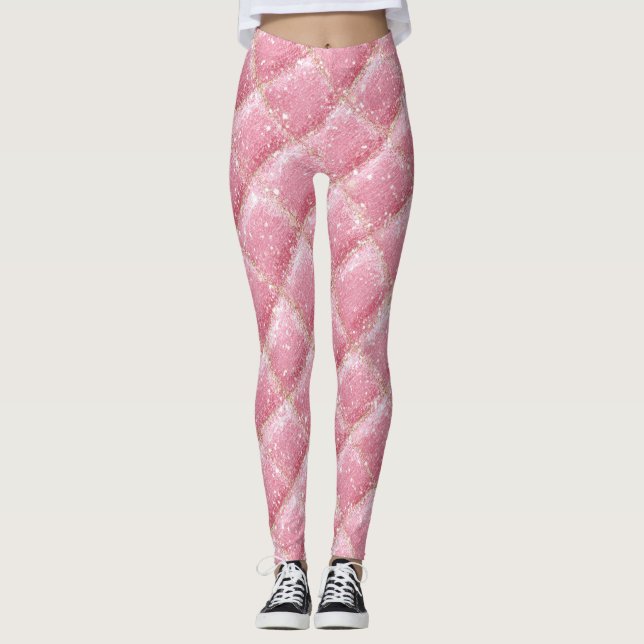 Rosa Glitter Harlequin Glam Leggings (Framsida)