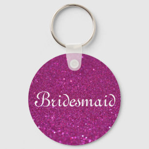 Rosa Glitter Heart Personlig Bridesmaid Keychai Nyckelring