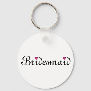 Rosa Glitter Heart Personlig Bridesmaid Nyckelring