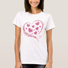 Rosa Glitter Heart Romantic Happy Valentine Day T Shirt
