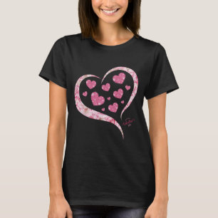 Rosa Glitter Heart Romantic Happy Valentine Day T Shirt
