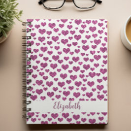 Rosa Glitter Hearts Bright Colorful Anpassningsbar Anteckningsbok
