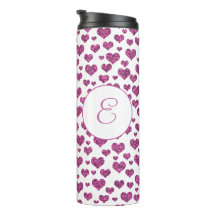 Rosa Glitter Hearts Mönster Monogram Anpassningsba