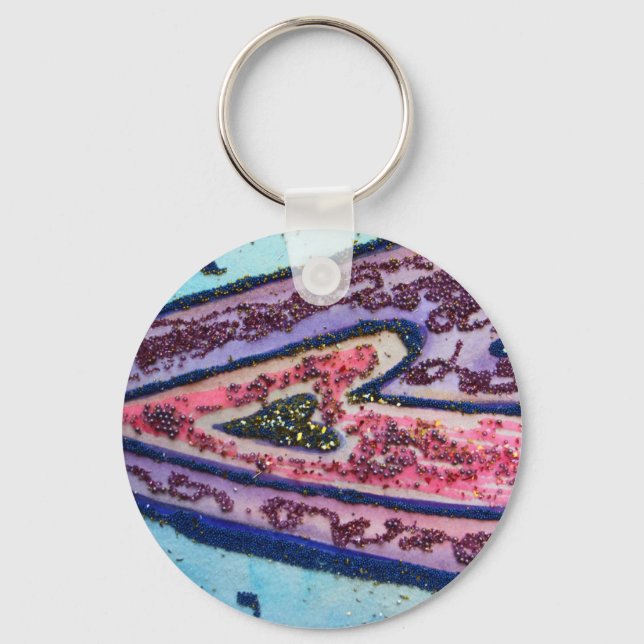 Rosa Glitter Hearts Pendant Art Charm Keychains Nyckelring (Framsida)