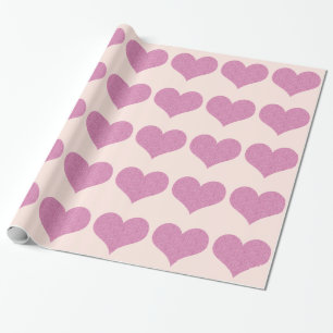 Rosa Glitter Hearts Presentpapper