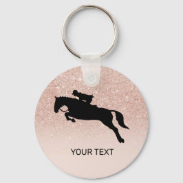 Rosa Glitter Horse Jumping Dressage Equestrian Nyckelring