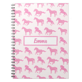 Rosa Glitter Horse Mönster Little Girl First Namn Anteckningsbok