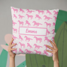 Rosa Glitter Horse Mönster Little Girl First Namn