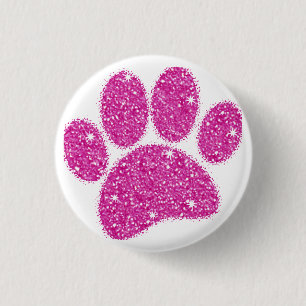 Rosa Glitter Hund Pawprint Knapp