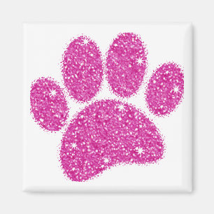 Rosa Glitter Hund Pawprint Magnet