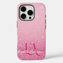 Rosa Glitter iphone case med Initialer och Namn