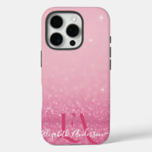Rosa Glitter iphone case med Initialer och Namn