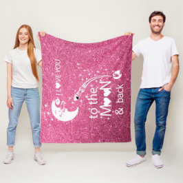 Rosa glitter | Jag älskar dig till månen Fleecefilt