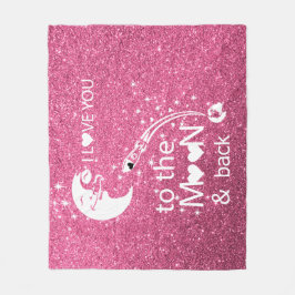 Rosa glitter | Jag älskar dig till månen Fleecefilt