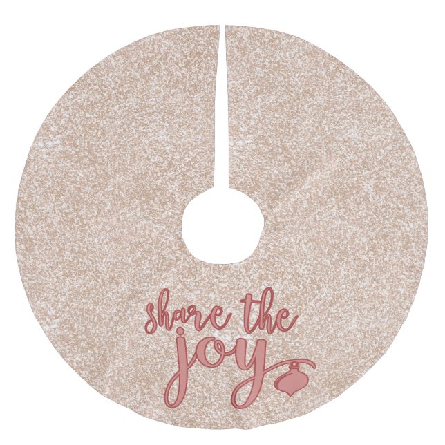 Rosa Glitter  Joy Quote Söt jul Julgransmatta Borstad Polyester (Framsidan)