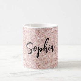 Rosa Glitter Kaffemugg