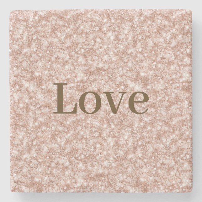 Rosa glitter kärlek Alla hjärtans dag Stenunderlägg (Framsidan)