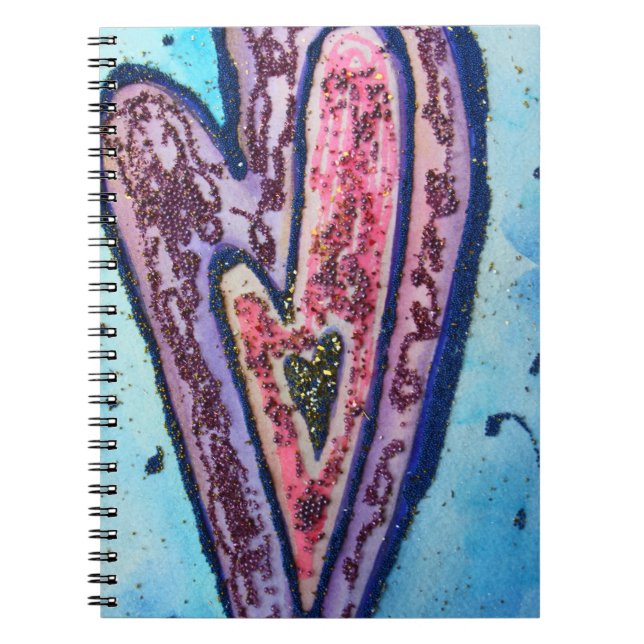 Rosa Glitter Kärlek Hearts Art Notebook Journal Anteckningsbok (Framsidan)