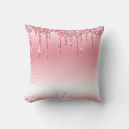 Rosa glitter kastkudde med droppande effekt kudde