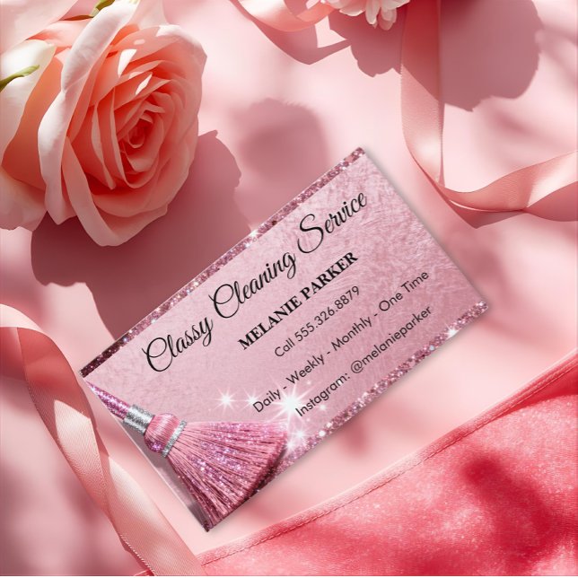 rosa glitter Klassiska städtjänster Visitkort (Skapare uppladdad)