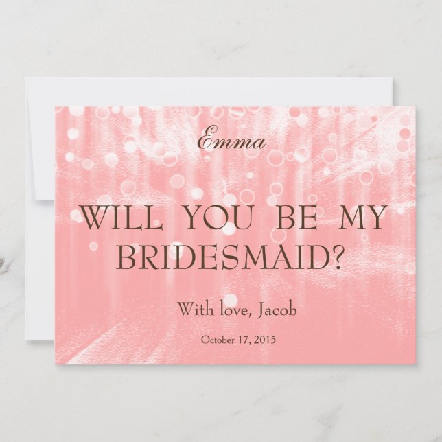 Rosa Glitter kommer du att bli min bridesmaid Inbjudningar (Framsida)