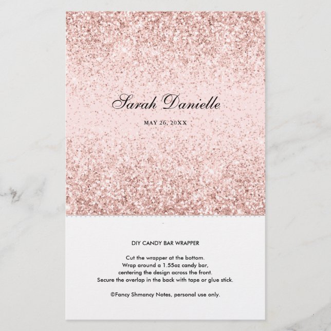  Rosa Glitter Konfetti Candy Pub Wrapper (Framsida)