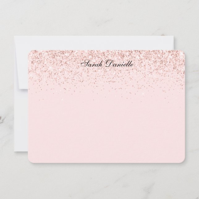  Rosa Glitter Konfetti-Personlig, platta antecknin Anteckningskort (Framsida)