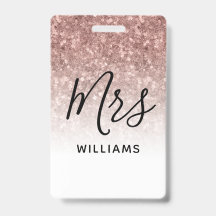 Rosa Glitter Lanyard ID-brige