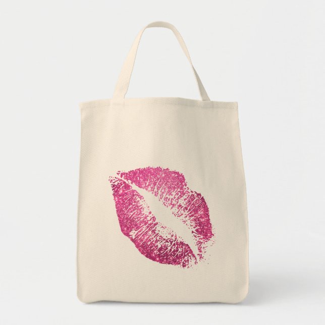 Rosa Glitter Läppar #2 Tygkasse (Framsidan)