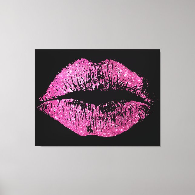 Rosa Glitter Läppar Canvastryck (Framsida)