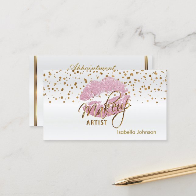 ROSA GLITTER LÄPPAR MÖTE 2 TIDSBESTÄLLNING KORT (Fram/Back In Situ)