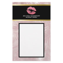 Rosa Glitter Läppar och Ro Guld Tropiska Löv