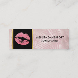 Rosa Glitter Läppar och Ro Guld Tropiska Löv Mini Visitkort