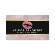 Rosa Glitter Läppar och Ro Guld Tropiska Löv