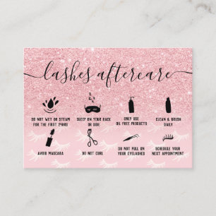 Rosa Glitter lash after care illustrations Visitkort