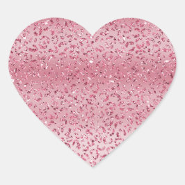 Rosa Glitter Leopard Ombre Hjärtformat Klistermärke
