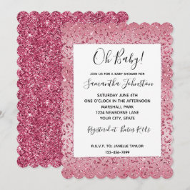Rosa Glitter Leopard Ombre Inbjudningar