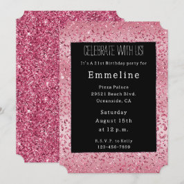 Rosa Glitter Leopard Ombre Inbjudningar