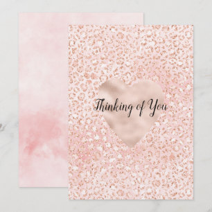 Rosa Glitter Leopard Print Heart Kort