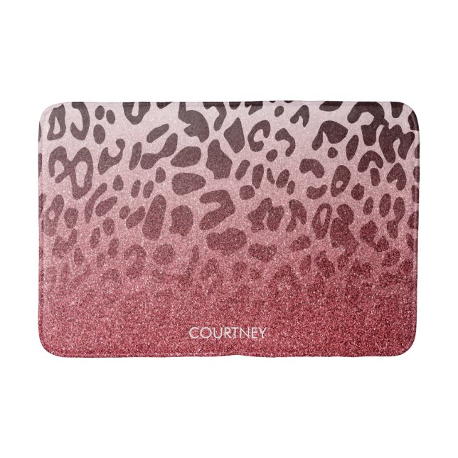 Rosa Glitter Leopard Skin Badrumsmatta (Framsidan)