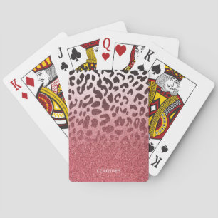 Rosa Glitter Leopard Skin Casinokort